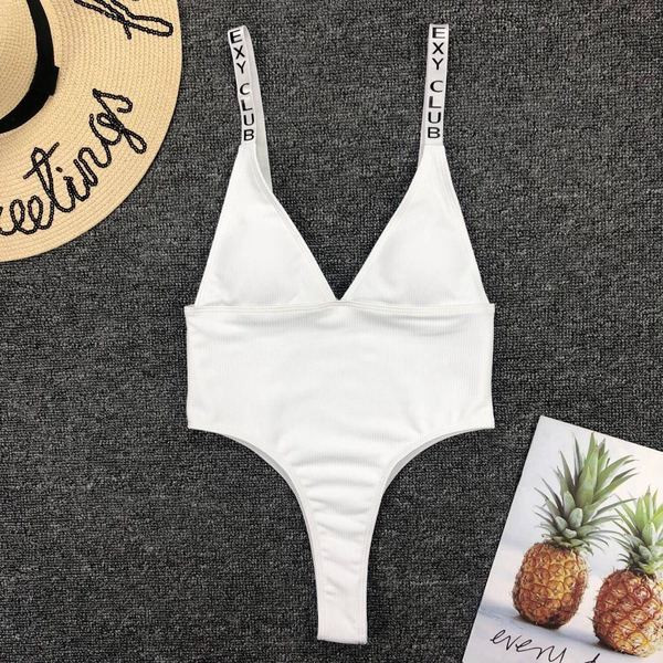 Costum de baie la zi pentru doamne în alb și portocaliu cu inscripția pe bretele