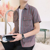 Férfi csíkos ing rövid ujjal és zsebekkel, három színben