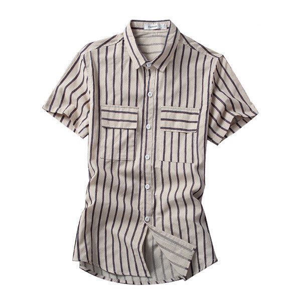 Férfi csíkos ing rövid ujjal és zsebekkel, három színben
