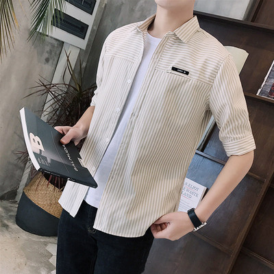 Modern férfi ing zsebbel és 3/4-es ujjakkal, két színben