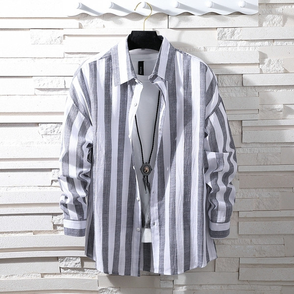Cămașă bărbătească în dungi cu mâneci lungi în două culori