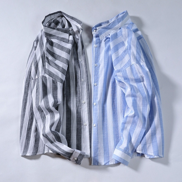 Cămașă bărbătească în dungi cu mâneci lungi în două culori