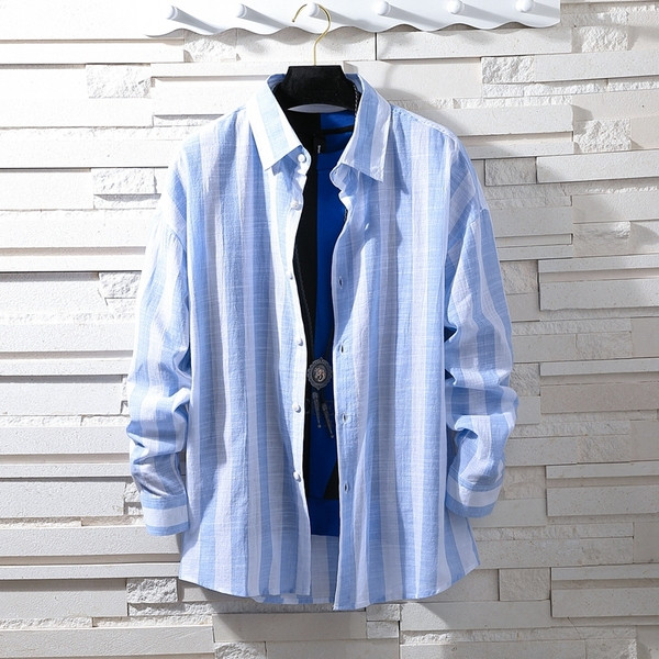 Cămașă bărbătească în dungi cu mâneci lungi în două culori