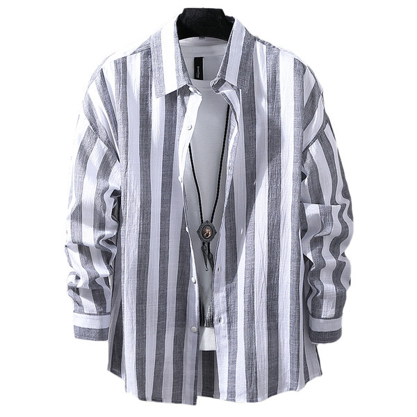 Cămașă bărbătească în dungi cu mâneci lungi în două culori
