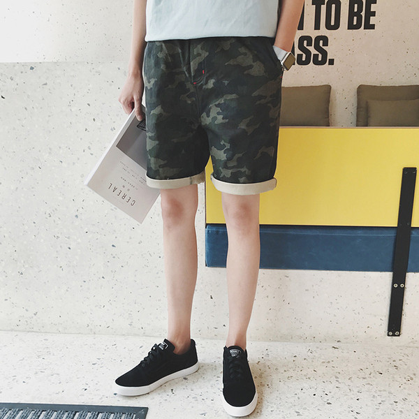 Pantaloni scurți casual pentru bărbați cu model de camuflaj