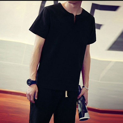 Kétrészes, fekete, kék és bézs színű, napi férfi szett