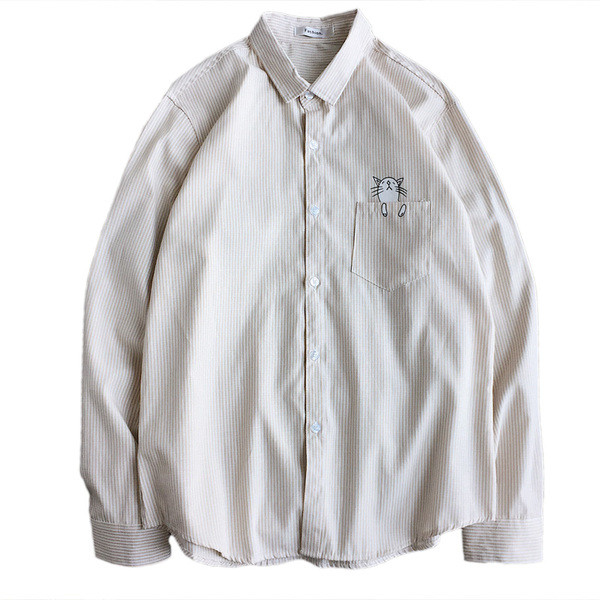 Férfi csíkos ing zsebbel és rátéttel, három színben