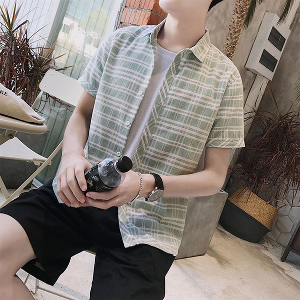 Kockás férfi ing rövid ujjal, két színben