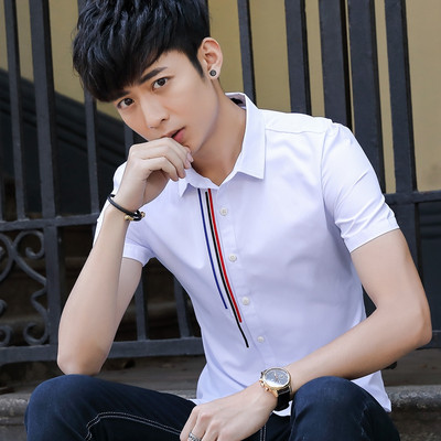 Cămașă de bărbați actuală cu mâneci scurte în patru culori