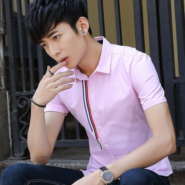 Cămașă de bărbați actuală cu mâneci scurte în patru culori