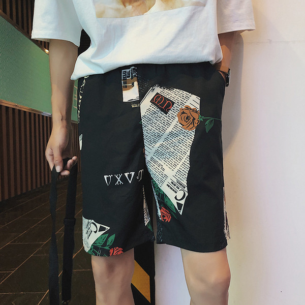 Lezser férfi rövidnadrág két színben virágmotívumokkal