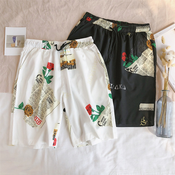 Lezser férfi rövidnadrág két színben virágmotívumokkal