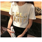 Κυρίες trendy T-shirt με λευκές και ροζ έγχρωμες επιγραφές