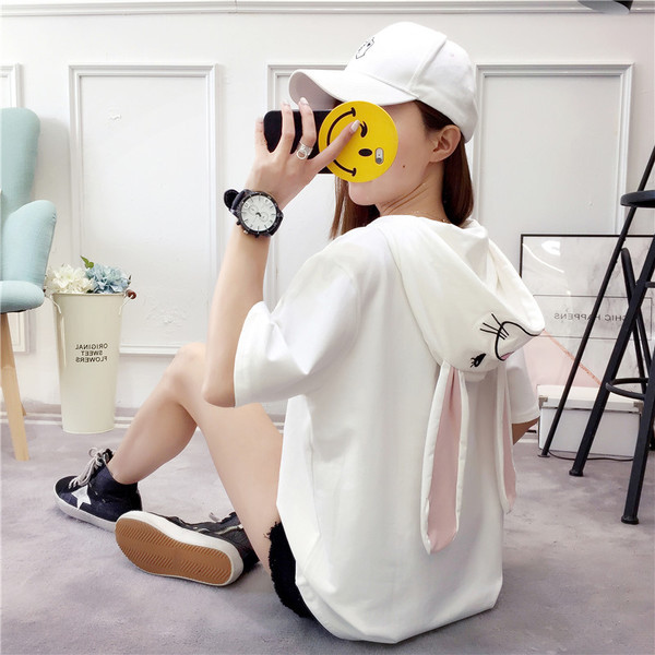 Tricou casual dama cu gluga in trei culori