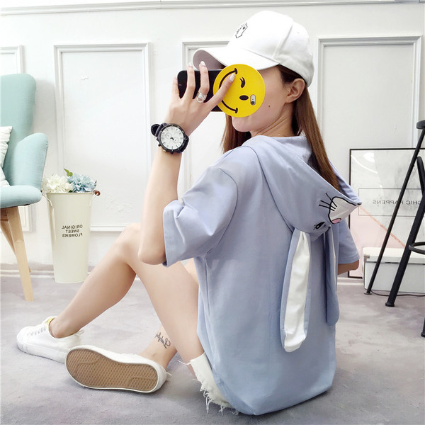 Tricou casual dama cu gluga in trei culori