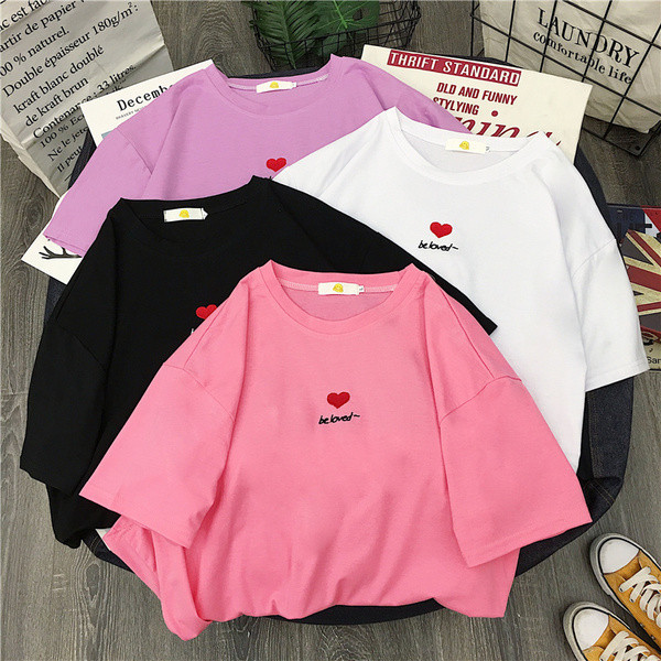 Tricou casual dama cu broderie in patru culori