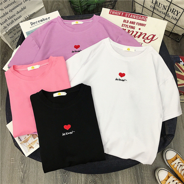 Tricou casual dama cu broderie in patru culori