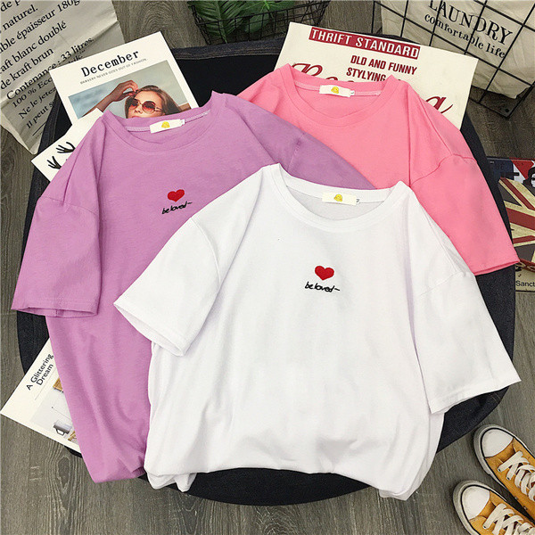 Tricou casual dama cu broderie in patru culori