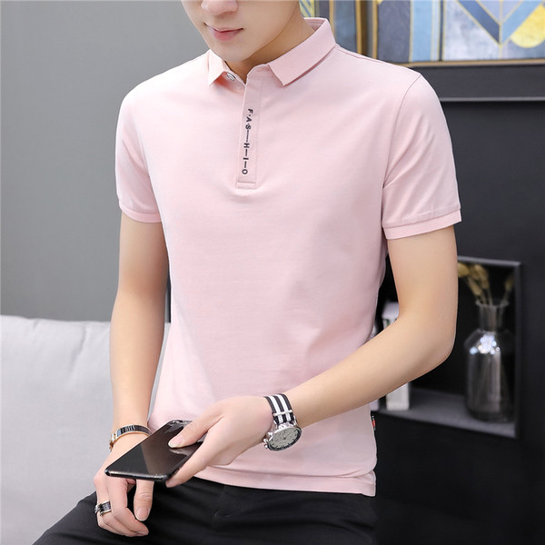 Tricou modern pentru bărbați cu mâneci scurte și guler în trei culori