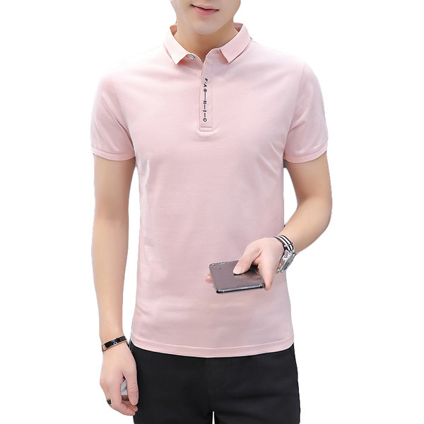 Tricou modern pentru bărbați cu mâneci scurte și guler în trei culori