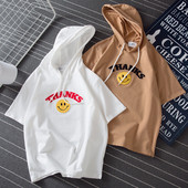 Tricou casual dama cu broderie si gluga in doua culori