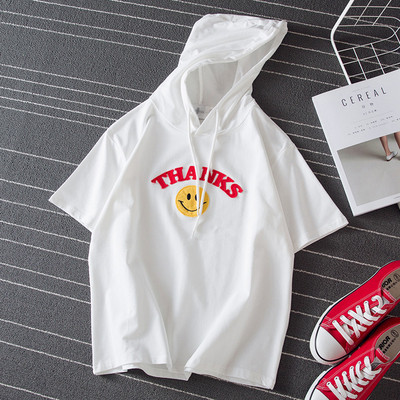 Tricou casual dama cu broderie si gluga in doua culori