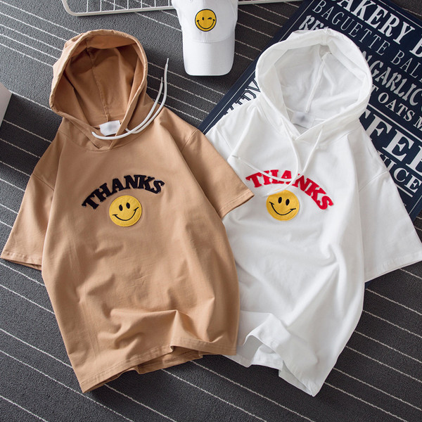 Tricou casual dama cu broderie si gluga in doua culori