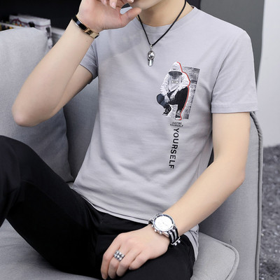 Tricou barbatesc modern cu aplicatie in doua culori