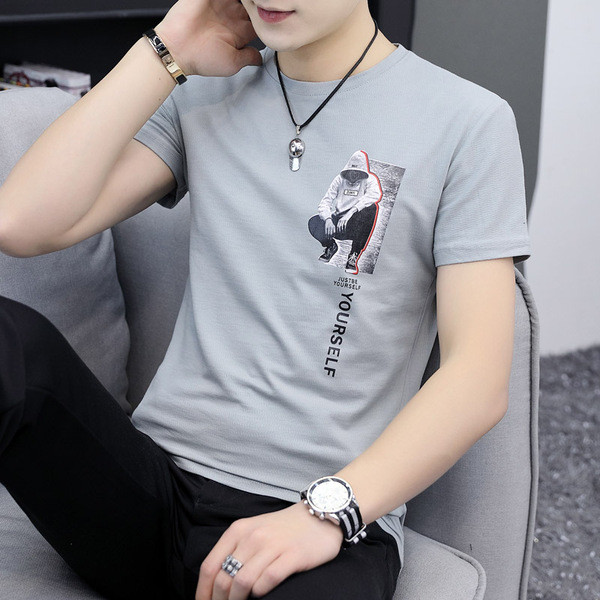 Tricou barbatesc modern cu aplicatie in doua culori