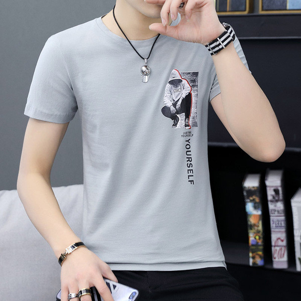 Tricou barbatesc modern cu aplicatie in doua culori