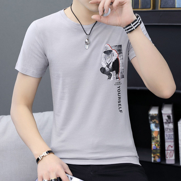 Tricou barbatesc modern cu aplicatie in doua culori