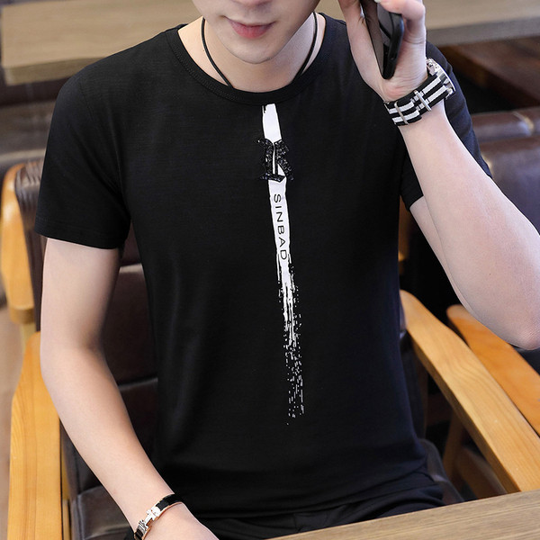 Tricou pentru bărbați cu mâneci scurte și decolteu O în trei culori