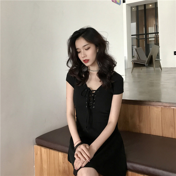 Rochie casual de dama in doua culori cu cravate