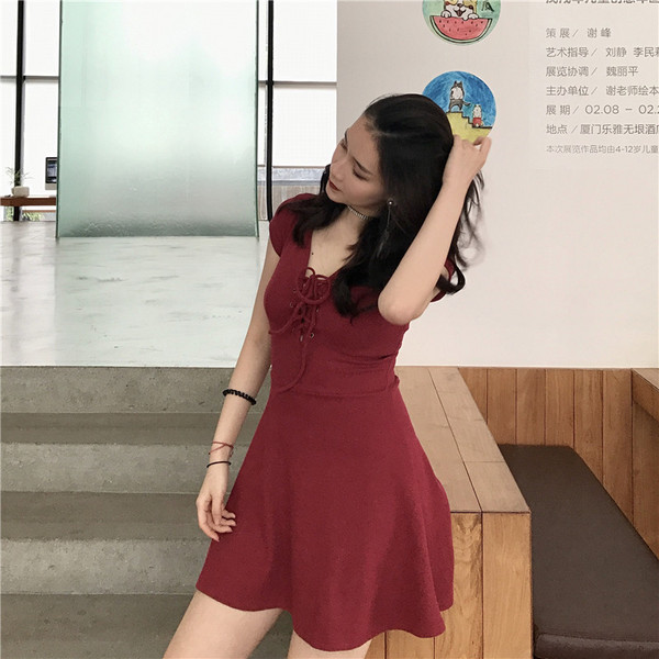 Rochie casual de dama in doua culori cu cravate