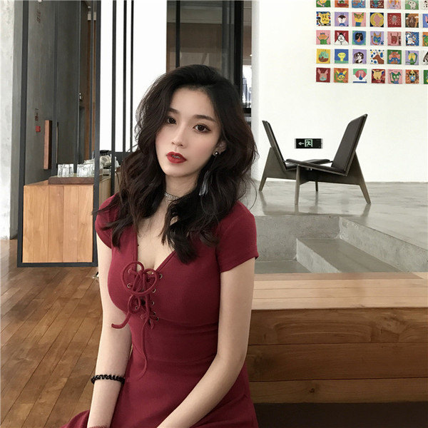 Rochie casual de dama in doua culori cu cravate