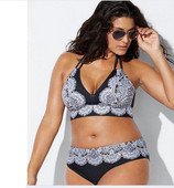 Costum de baie modern din două piese de culoare neagră până la 5XL