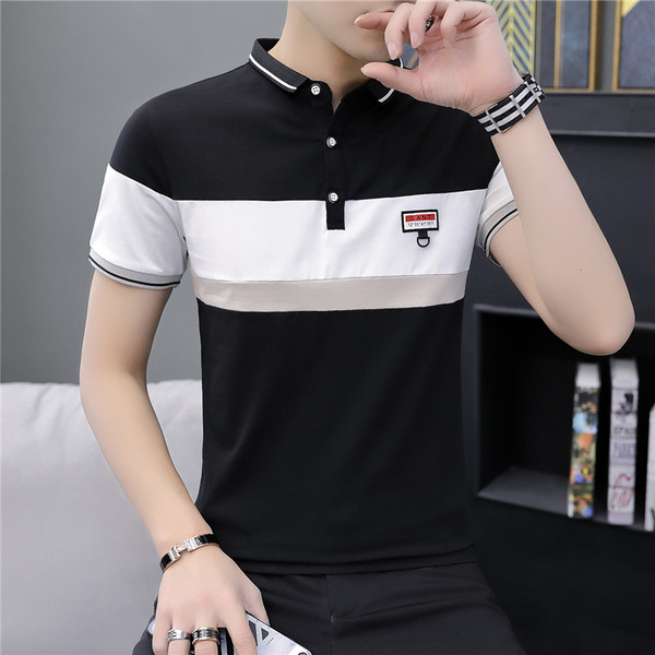 Tricou barbatesc cu guler si emblema in trei culori