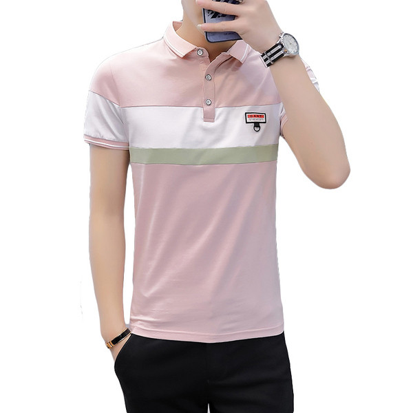 Tricou barbatesc cu guler si emblema in trei culori