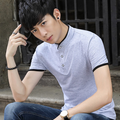 Tricou de bărbați actual cu guler și nasturi în patru culori