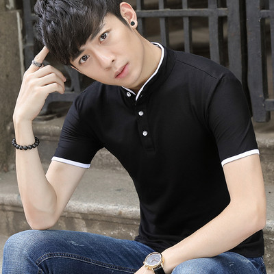 Tricou de bărbați actual cu guler și nasturi în patru culori