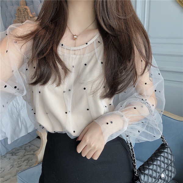 Bluza de dama eleganta cu maneci transparente