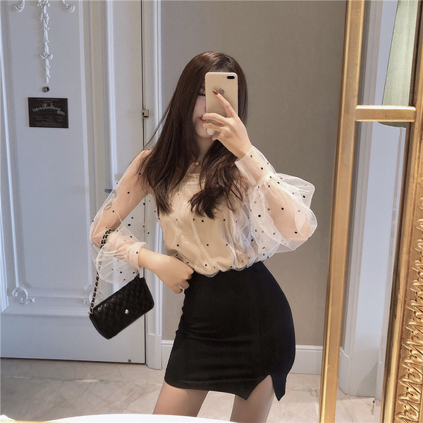 Bluza de dama eleganta cu maneci transparente