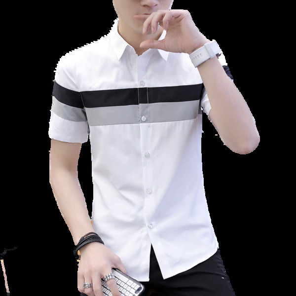 Cămașă bărbătească elegantă cu nasturi și mâneci scurte în două culori