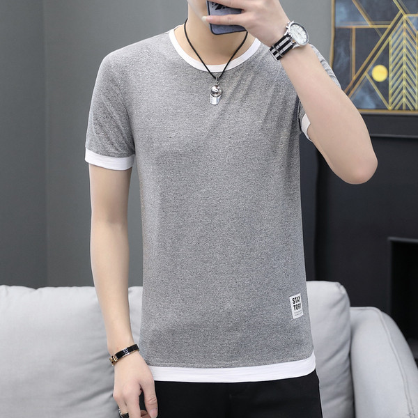 Tricou casual barbatesc cu decolteu O in trei culori