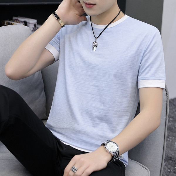 Tricou casual barbatesc cu decolteu O in trei culori