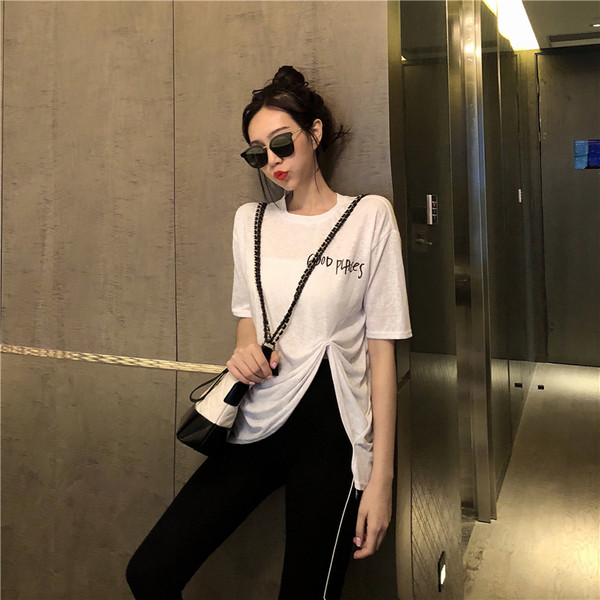 Női alkalmi póló két színben, rátéttel