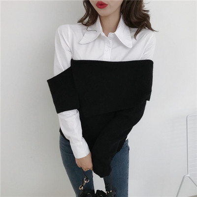 Stílusos női aszimmetrikus fehér ing