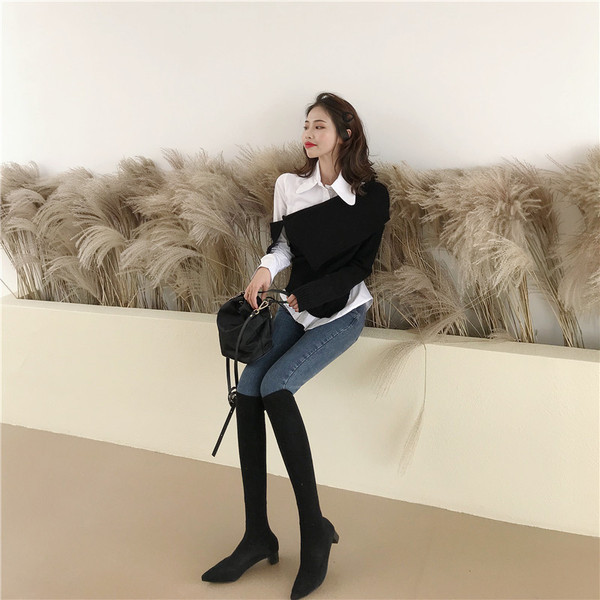 Stílusos női aszimmetrikus fehér ing