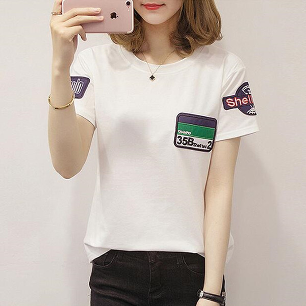 Tricou casual dama cu broderie si decolteu O in patru culori