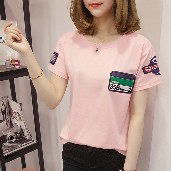 Tricou casual dama cu broderie si decolteu O in patru culori